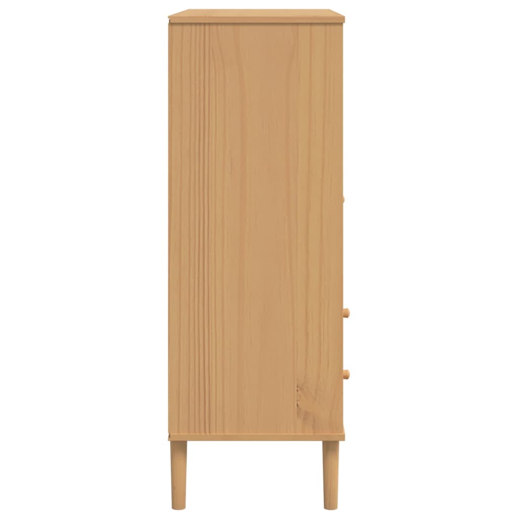Highboard SENJA Rattan-Look Brun 90x40x112 cm Fyrretræ