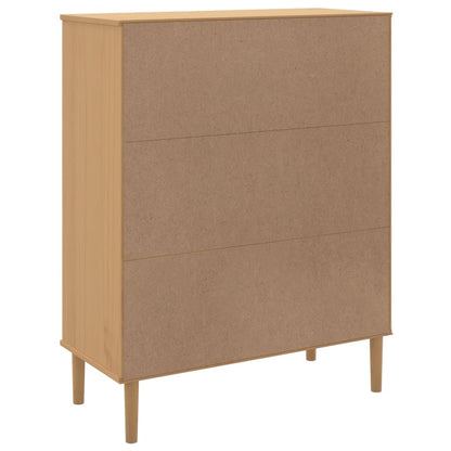 Highboard SENJA Rattan-Look Brun 90x40x112 cm Fyrretræ