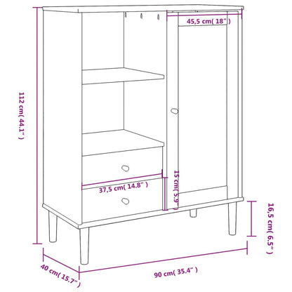 Highboard SENJA Rattan-Look Sort 90x40x112 cm Fyrretræ