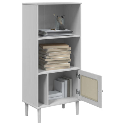 Bücherschrank SENJA Rattan-Look Weiß 60x35x130 cm Kiefernholz