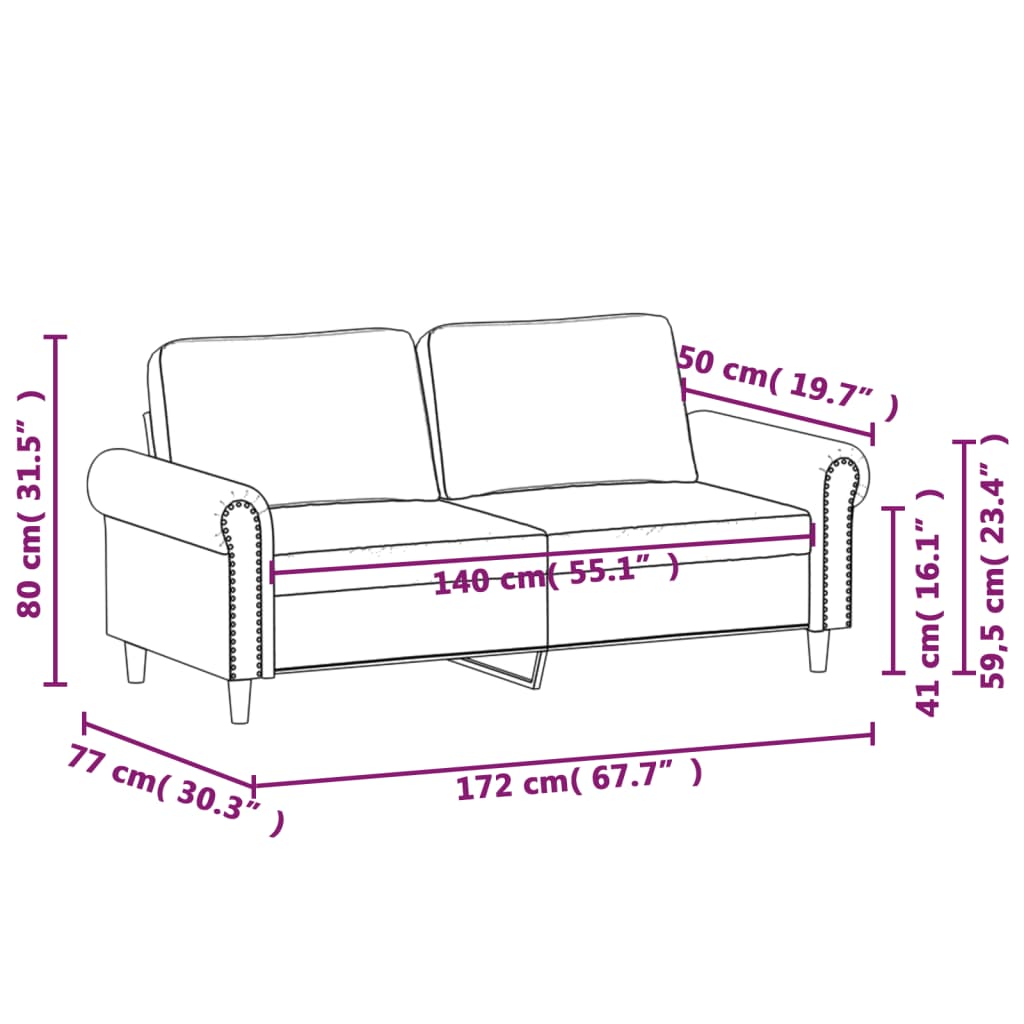 2-Sitzer-Sofa Cappuccino-Braun 140 cm Kunstleder