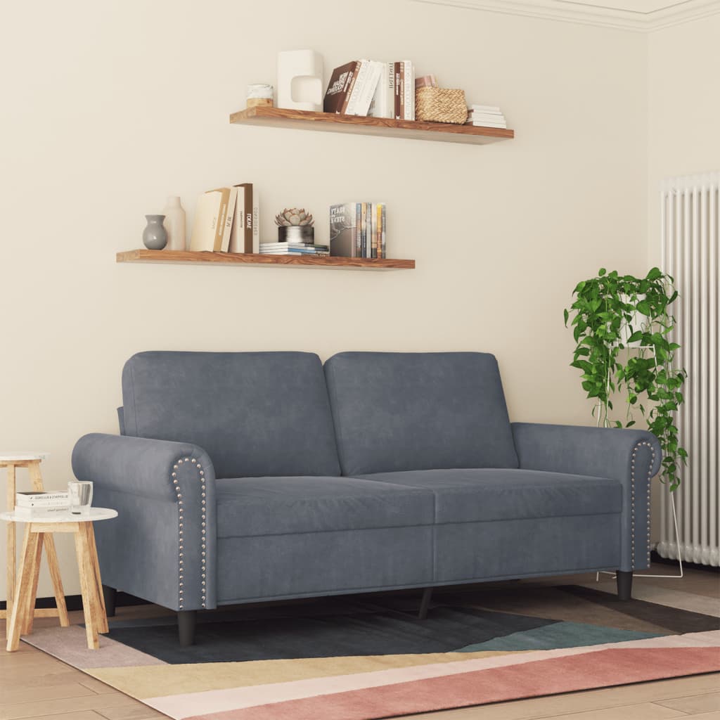 2-personers sofa mørkegrå 140 cm fløjl