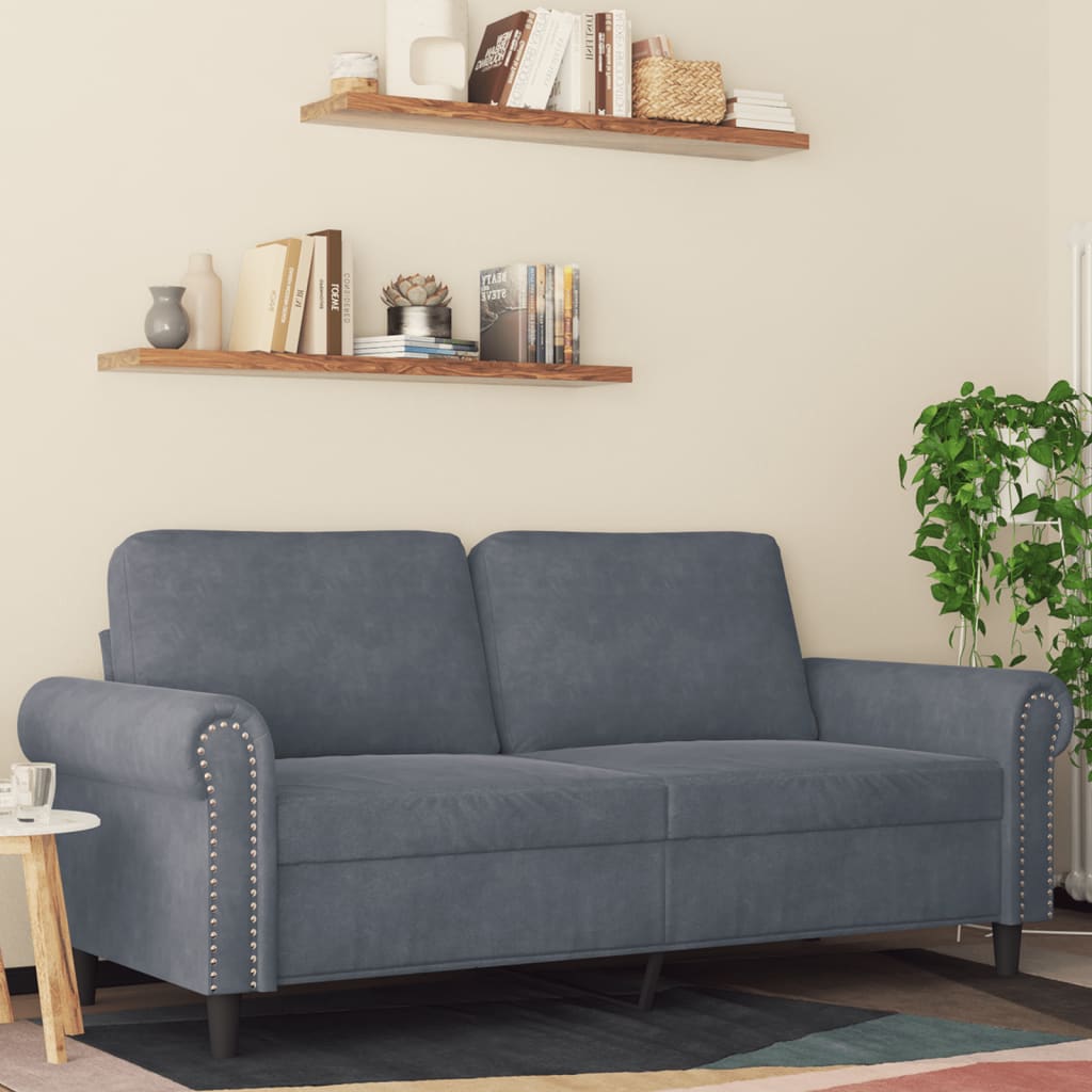2-personers sofa mørkegrå 140 cm fløjl