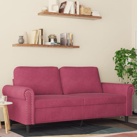 2-personers sofa vinrød 140 cm fløjl