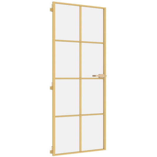 Innentür Schlank Golden 83x201,5 cm Hartglas und Aluminium