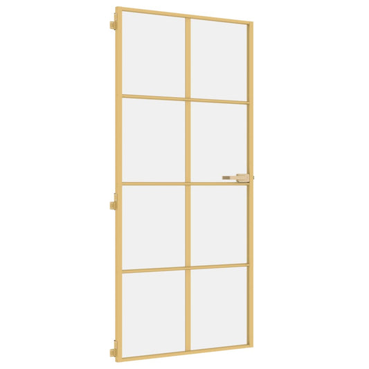 Innentür Schlank Golden 93x201,5 cm Hartglas und Aluminium