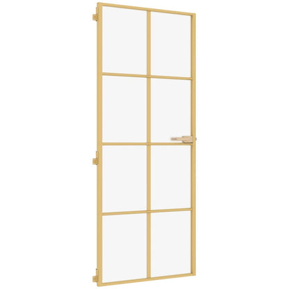 Innentür Schlank Golden 83x201,5 cm Hartglas und Aluminium