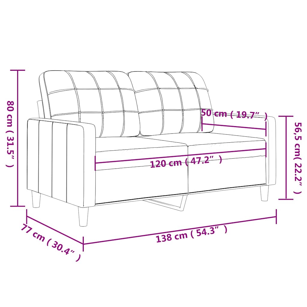 2-Sitzer-Sofa Schwarz 120 cm Kunstleder