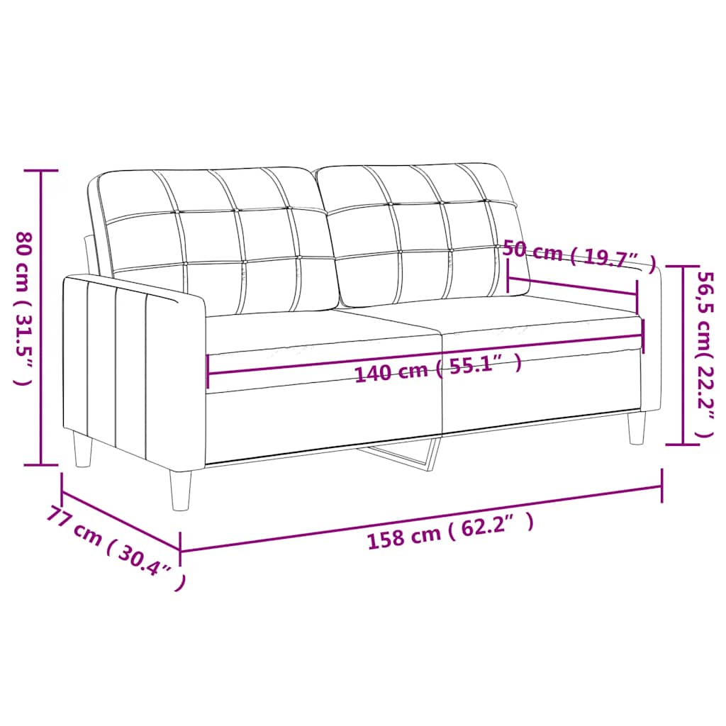2-Sitzer-Sofa Grau 140 cm Kunstleder
