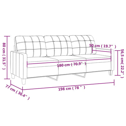 3-Sitzer-Sofa Creme 180 cm Kunstleder