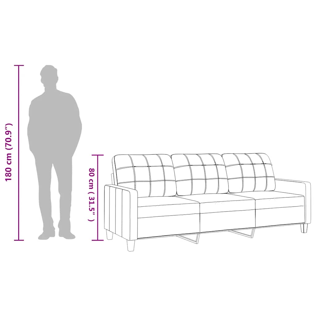 3-Sitzer-Sofa Creme 180 cm Kunstleder