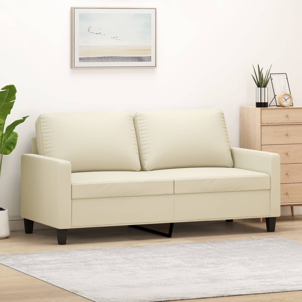 2-personers sofa creme 140 cm kunstlæder
