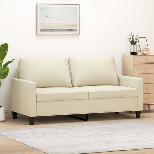 2-personers sofa creme 140 cm kunstlæder