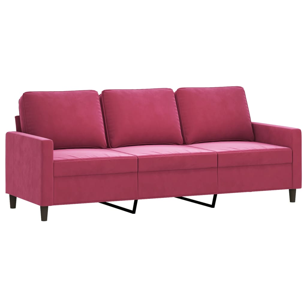 3-personers sofa vinrød 180 cm fløjl