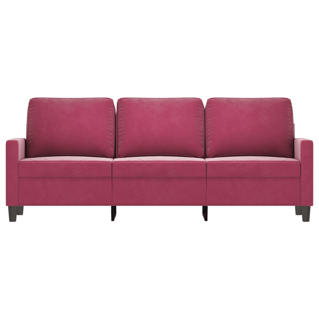 3-personers sofa vinrød 180 cm fløjl