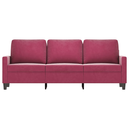 3-personers sofa vinrød 180 cm fløjl