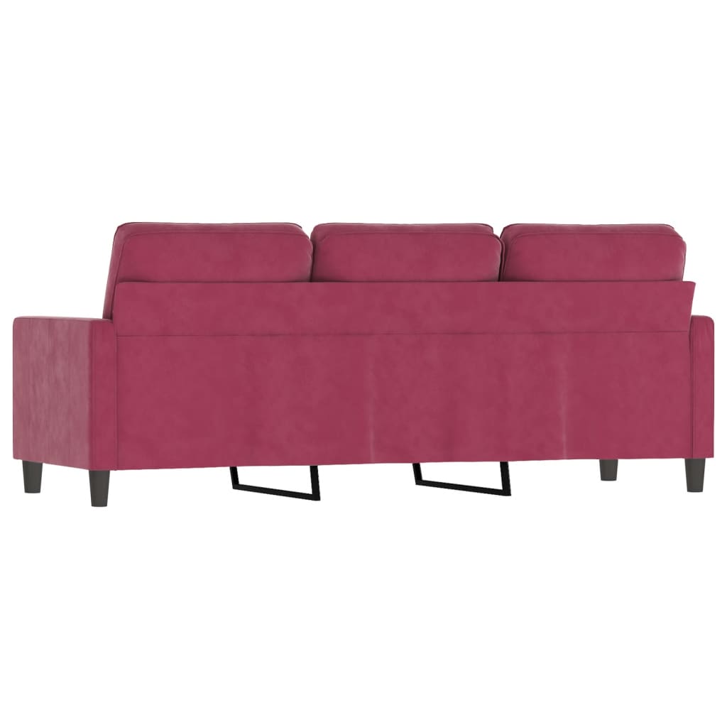 3-personers sofa vinrød 180 cm fløjl
