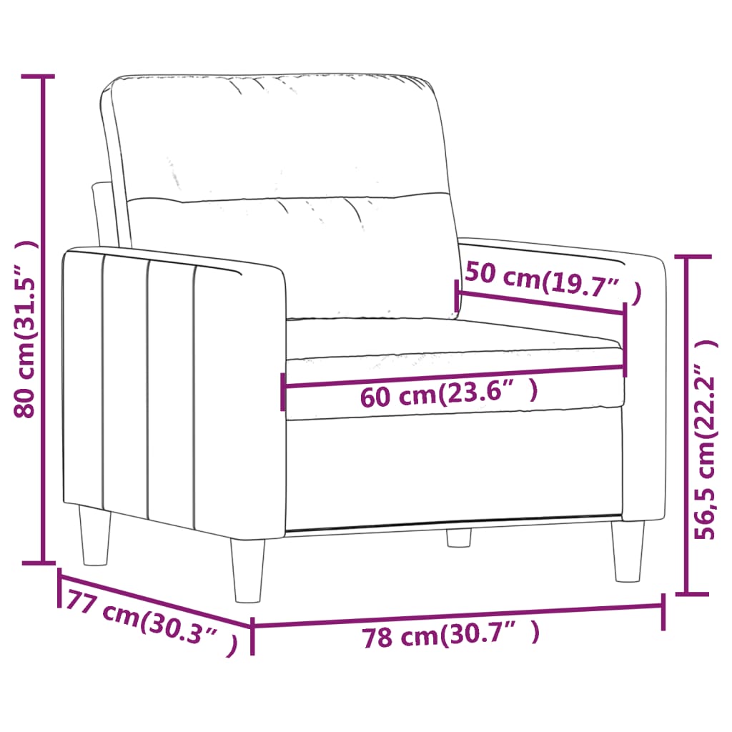 Sofastol Taupe 60 cm Stof