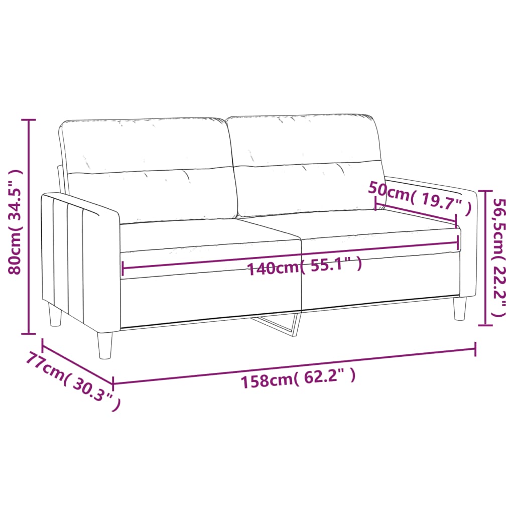 2-personers sofa mørkegrå 140 cm stof