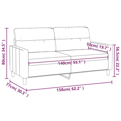 2-personers sofa mørkegrå 140 cm stof