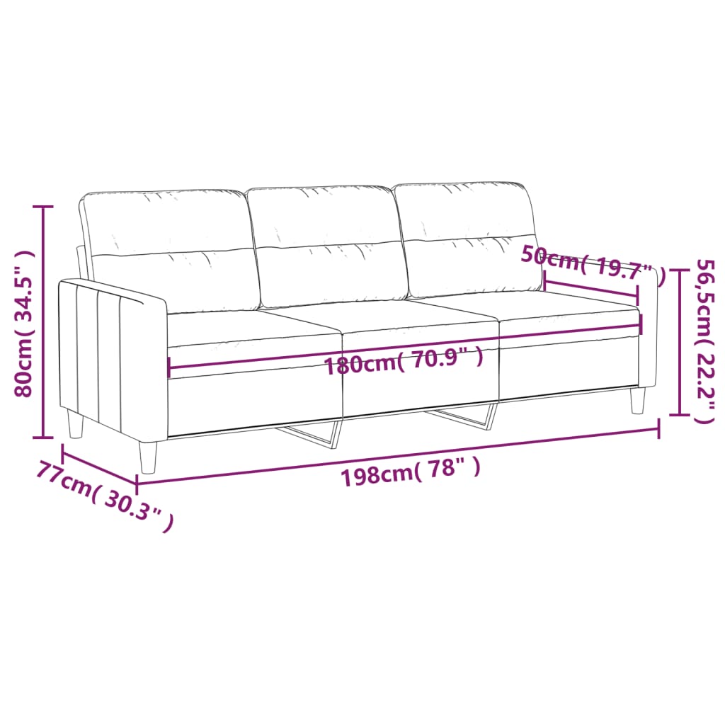 3-Sitzer-Sofa Hellgelb 180 cm Stoff