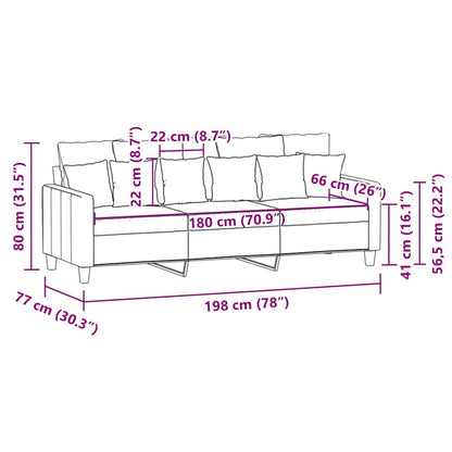 3-Sitzer-Sofa Hellgrau 180 cm Stoff