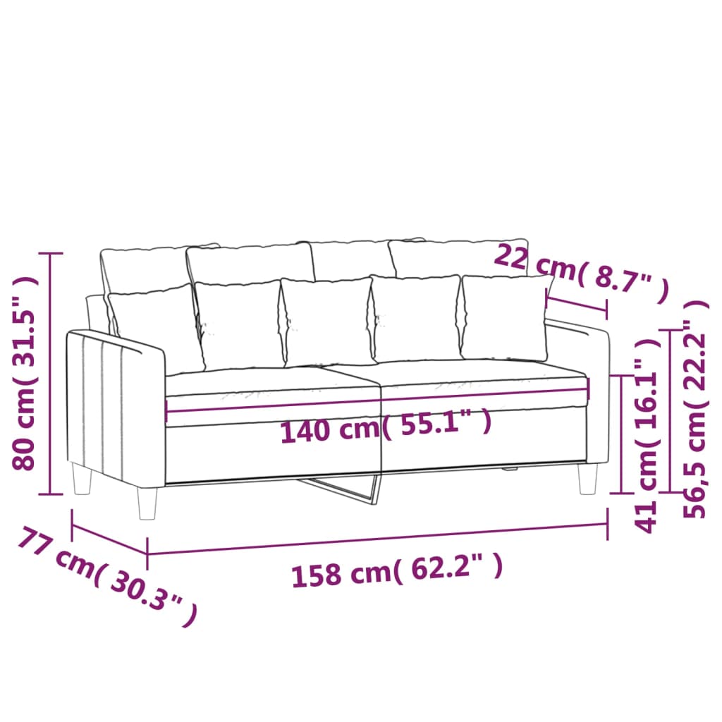 2-personers sofa creme 140 cm fløjl