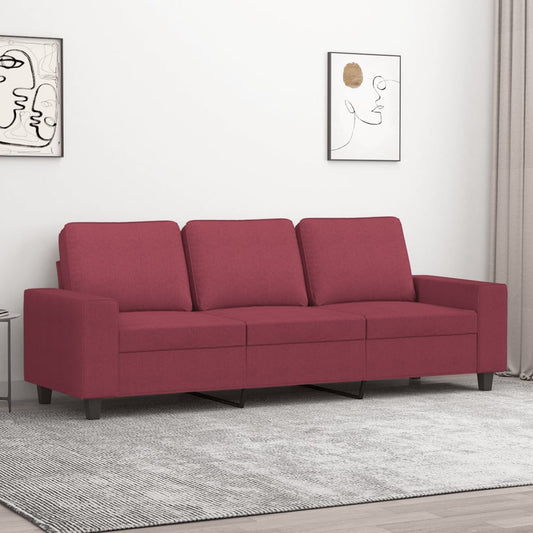 3-personers sofa vinrød 180 cm stof