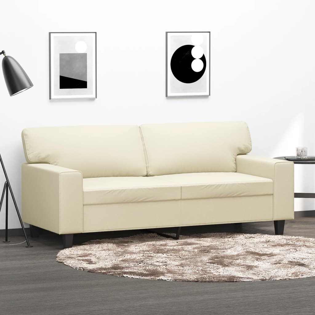 2-personers sofa creme 140 cm kunstlæder