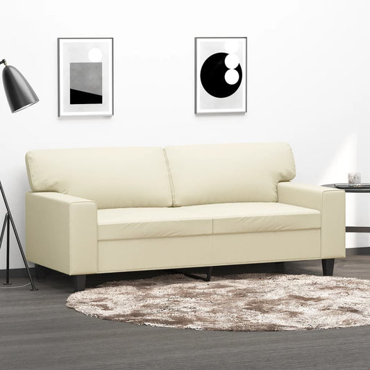 2-personers sofa creme 140 cm kunstlæder