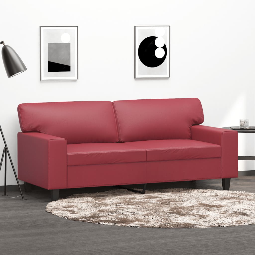 2-personers sofa vinrød 140 cm kunstlæder
