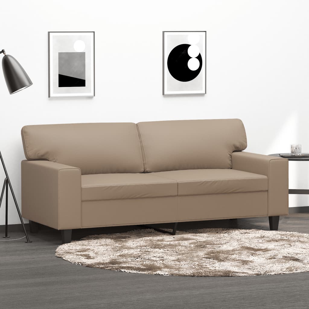 2-personers sofa cappuccino brun 140 cm kunstlæder