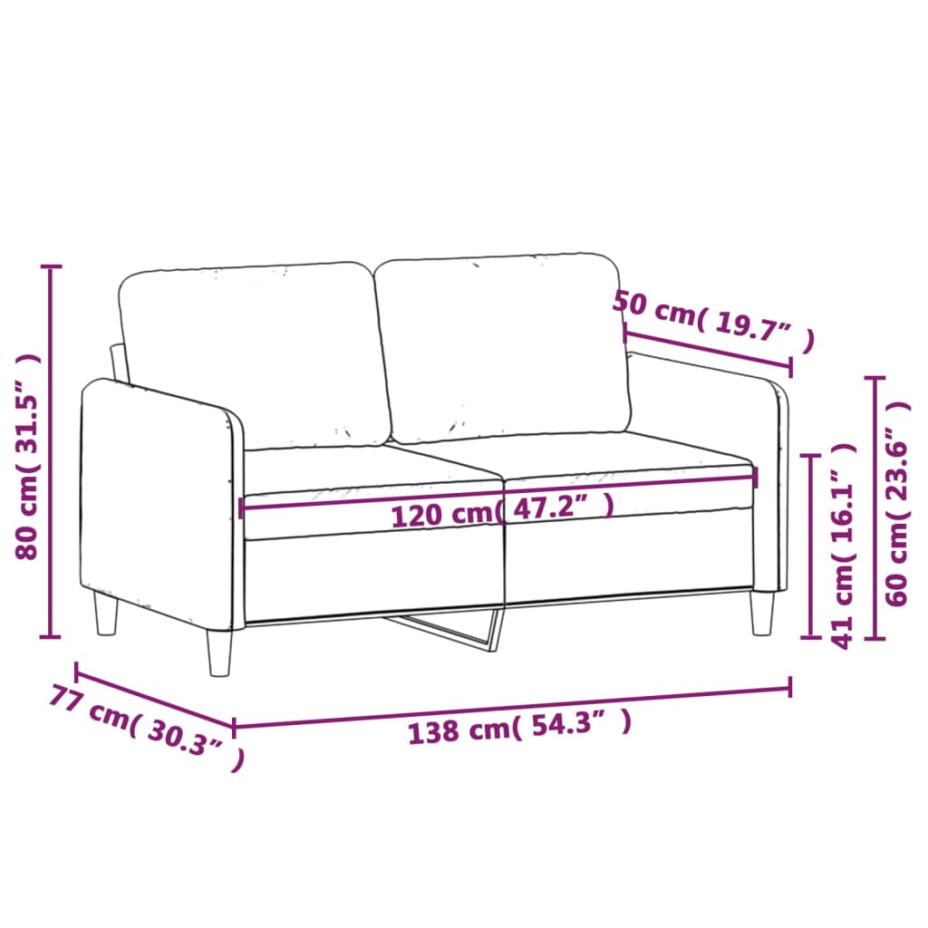 2-personers sofa mørkegrå 120 cm fløjl