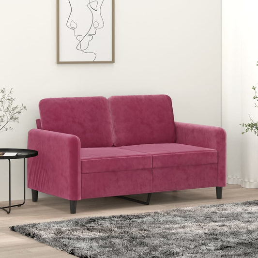 2-personers sofa vinrød 120 cm fløjl