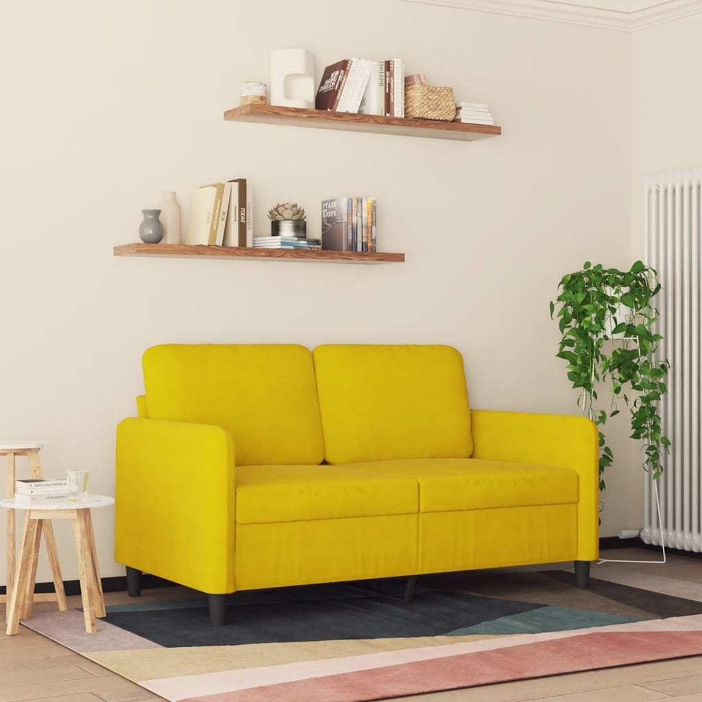 2-personers sofa gul 120 cm fløjl
