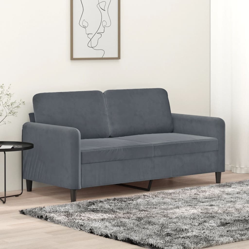 2-personers sofa mørkegrå 140 cm fløjl