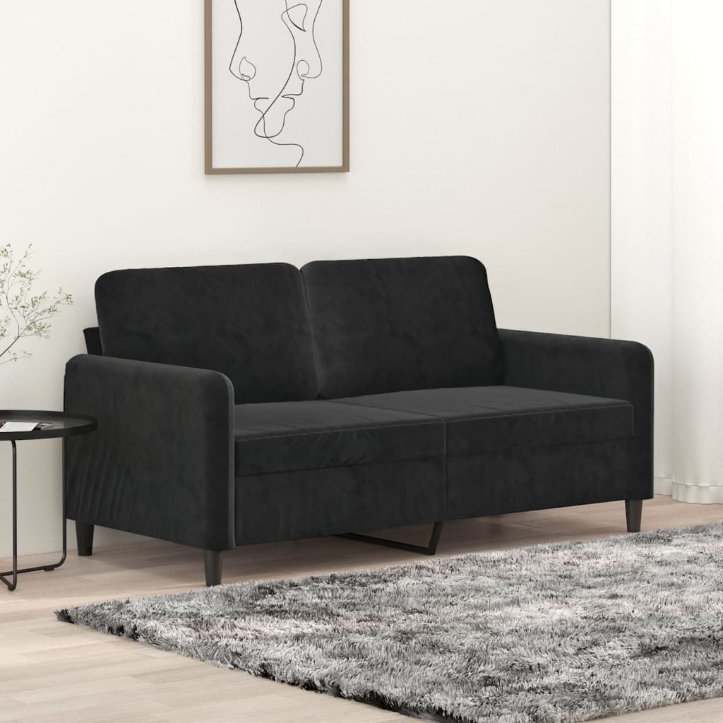 2-personers sofa sort 140 cm fløjl