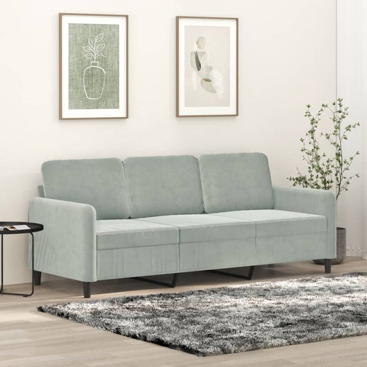 3-personers sofa lysegrå 180 cm fløjl