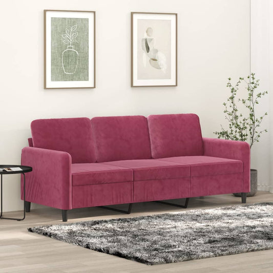 3-personers sofa vinrød 180 cm fløjl