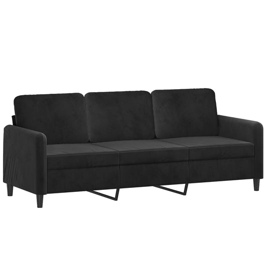 3-personers sofa sort 180 cm fløjl