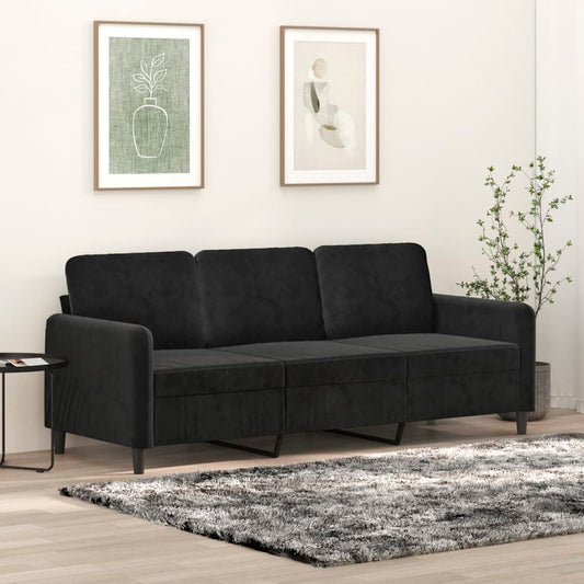 3-personers sofa sort 180 cm fløjl