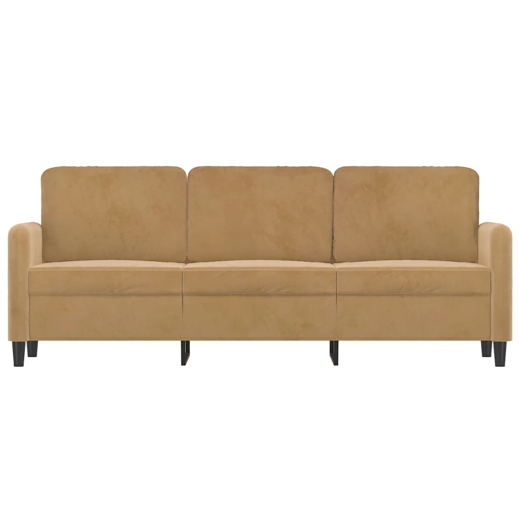 3-personers sofa brun 180 cm fløjl