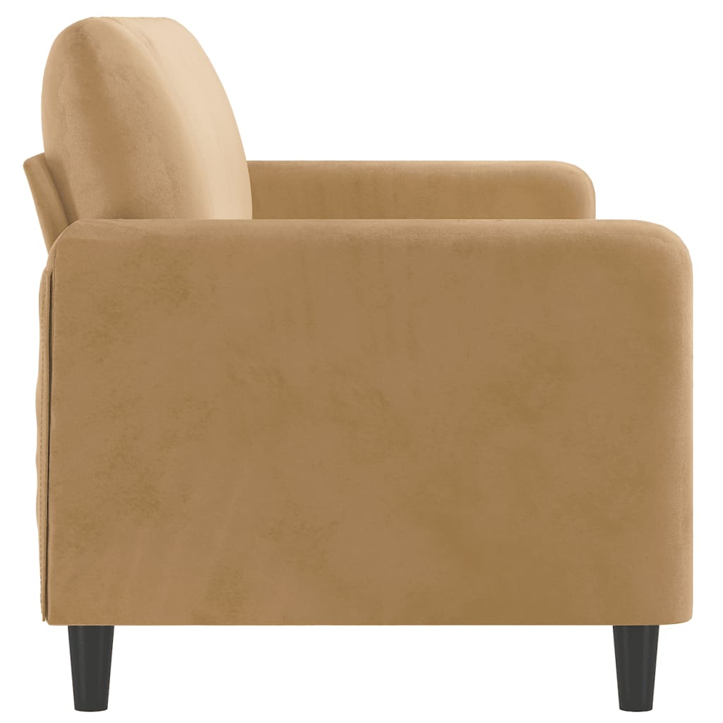 3-personers sofa brun 180 cm fløjl