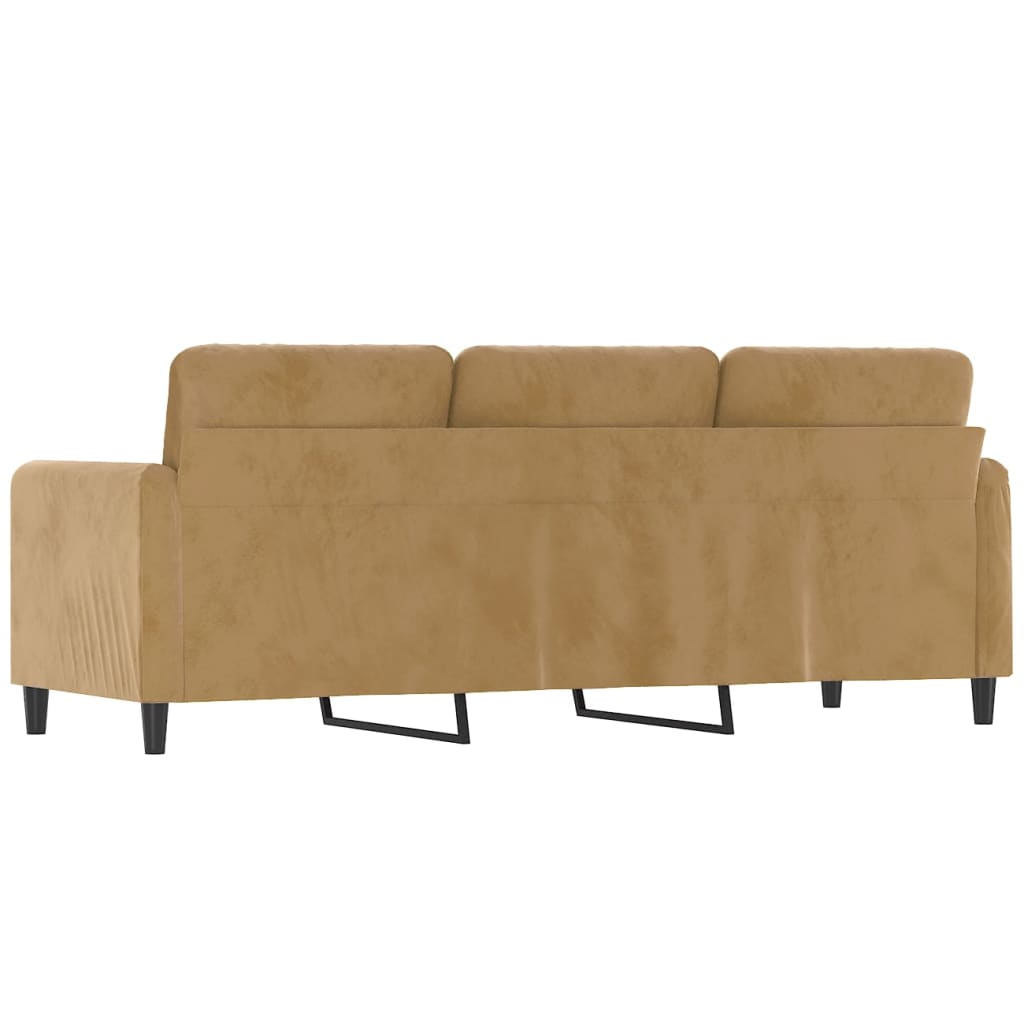 3-personers sofa brun 180 cm fløjl