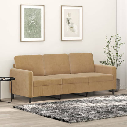 3-personers sofa brun 180 cm fløjl