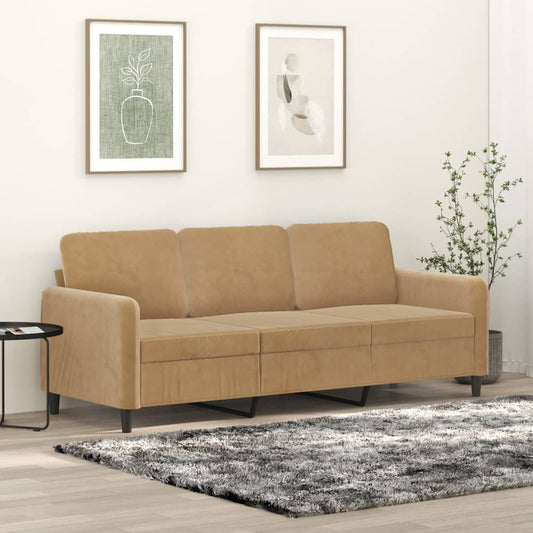 3-personers sofa brun 180 cm fløjl