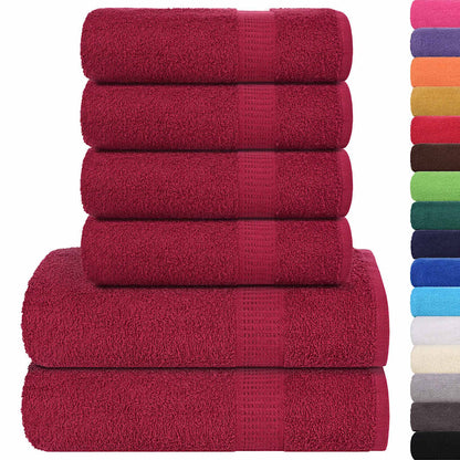 6-tlg. Handtuch-Set Bordeauxrot 360 g/m² 100% Baumwolle