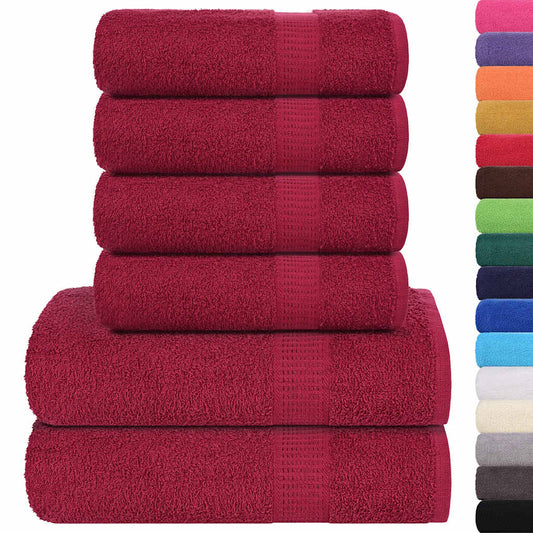 6-tlg. Handtuch-Set Bordeauxrot 360 g/m² 100% Baumwolle