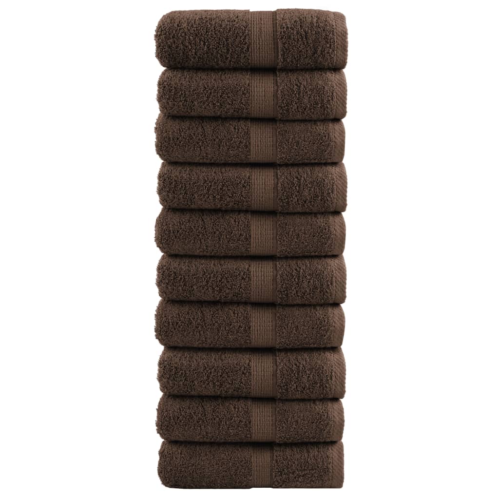 Premium Waschhandtücher SOLUND 10 Stück Braun 30x30cm 600gsm