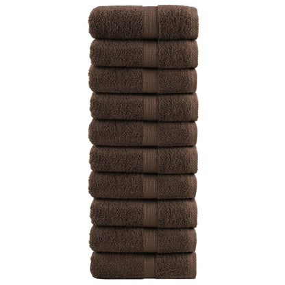 Premium Waschhandtücher SOLUND 10 Stück Braun 30x30cm 600gsm